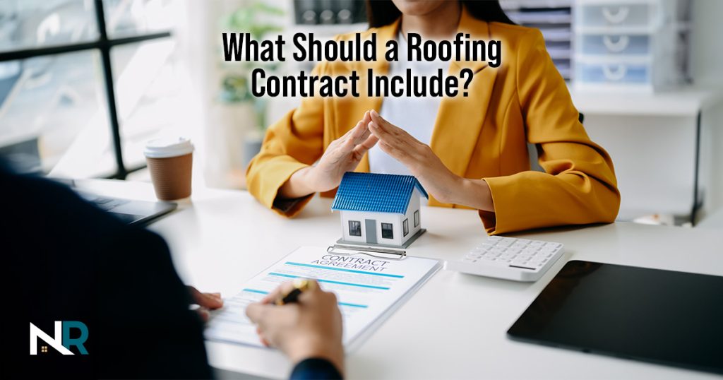 Woman with roofing contract
